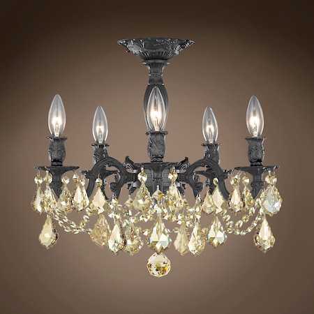 Joshua Marshal Versailles 5 Light 18 Dark Bronze Semi Flushmount Golden Teak European 701593-055
